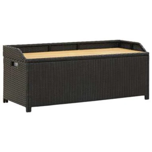 VidaXL Tuinopbergbank 120 Cm Poly Rattan Zwart -Tuinstoelen Verkoop 1000004888