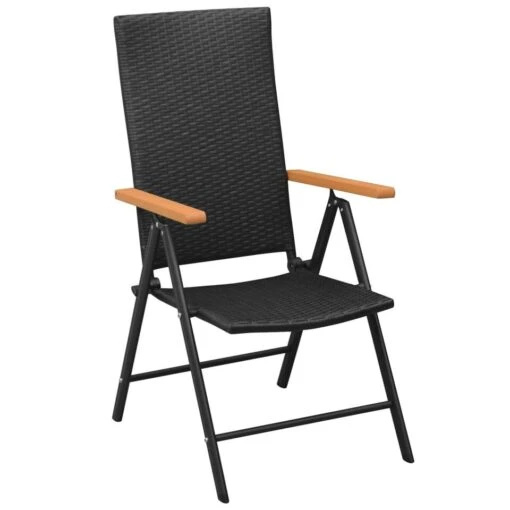 VidaXL Tuinstoelen Stapelbaar 2 St Poly Rattan Zwart -Tuinstoelen Verkoop 1000006231 0101