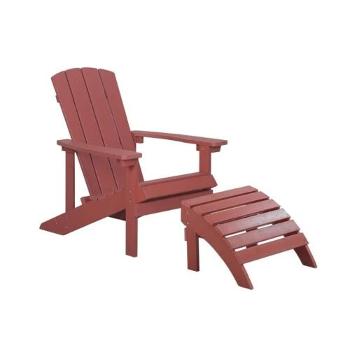 Beliani Tuinstoel ADIRONDACK - Rood Kunsthout -Tuinstoelen Verkoop 1000035696