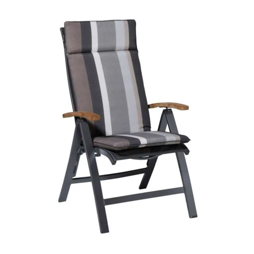 Madison - Hoge Rug - Stripe Grey - 120x50 - Grijs -Tuinstoelen Verkoop 1000037623 0101