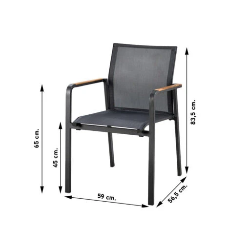 Suns Tutti Stapelbare Tuinstoel - Antraciet Met Teak Armleuning -Tuinstoelen Verkoop 1000053228 0101