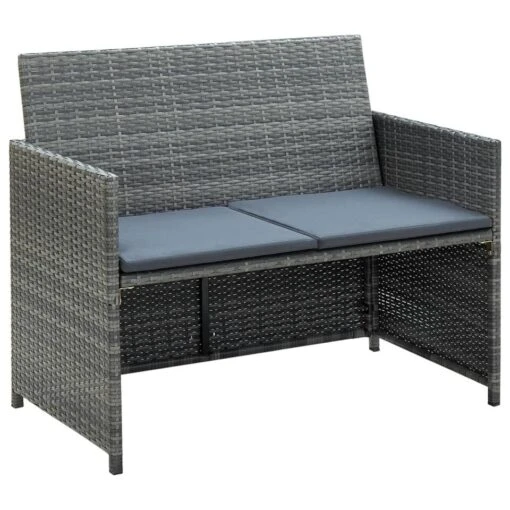 VidaXL Tuinbank 2-zits Met Kussens Poly Rattan Grijs -Tuinstoelen Verkoop 1000054599