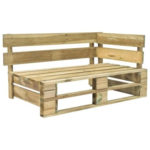 VidaXL Tuinbank Met Zandkleurige Kussens Pallet Grenenhout -Tuinstoelen Verkoop 1000060783 0102