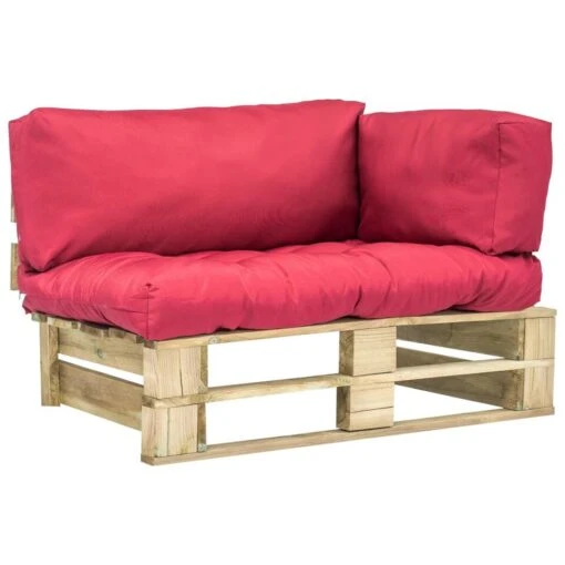 VidaXL Tuinbank Met Rode Kussens Pallet Grenenhout -Tuinstoelen Verkoop 1000060800