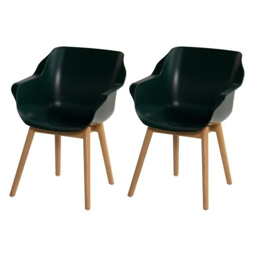 Set Van 2- Hartman Sophie Studio Diningstoel- Night Green- Teak Poot -Tuinstoelen Verkoop 1000073149