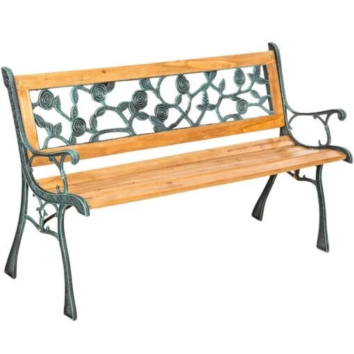 Tectake - Tuinbank - Hout/gietijzer - 124x52x74 Cm -Tuinstoelen Verkoop 1000078024