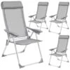 Tectake - Kampeerstoelen - Campingstoel - Tuinstoel - Set Van 4 - Grijs -Tuinstoelen Verkoop 1000078034