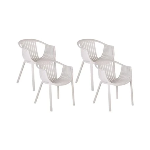 Beliani Eetkamerstoel NAPOLI - Beige Synthetisch Materiaal -Tuinstoelen Verkoop 1000086371