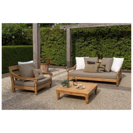 Exotan Loungestoel Tuin Kawang - Teak - Taupe - 98x103x80 -Tuinstoelen Verkoop 1000089020 0101