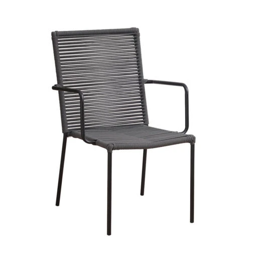 Tuinstoel Met Armleuning Iza Touw Antraciet - 66x58,50x89 Cm - Touw - Grijs -Tuinstoelen Verkoop 1000092406