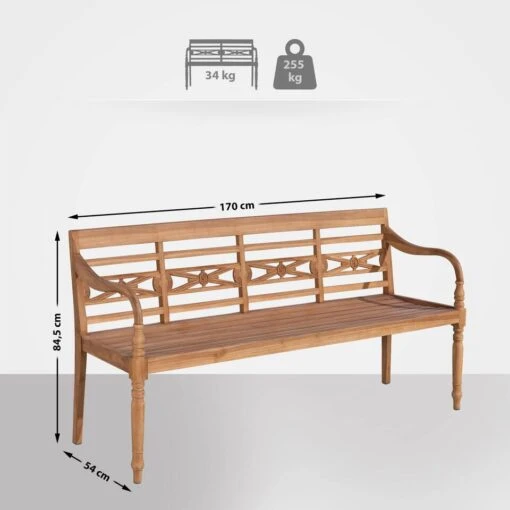 CLP Bank Maryland 170 Cm Teak -Tuinstoelen Verkoop 1000097777 0101