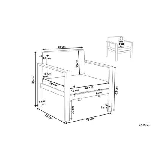 Beliani Tuinstoel SALERNO - Grijs Aluminium -Tuinstoelen Verkoop 1b5894628d3d4f76a974a7c26b48bde9