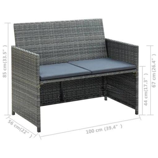 VidaXL Tuinbank 2-zits Met Kussens Poly Rattan Grijs -Tuinstoelen Verkoop 6cbe3ff1ed30407da7989929ffc1ef95