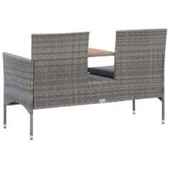 VidaXL Tuinbank 2-zits Met Tafeltje 143 Cm Poly Rattan Grijs -Tuinstoelen Verkoop 7799818a98ab4446a7d20935e3997dc7