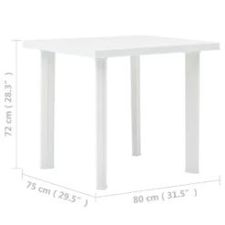 VidaXL Tuintafel 80x75x72 Cm Kunststof Wit -Tuinstoelen Verkoop 8e116950249748d289b5295d9a984a16