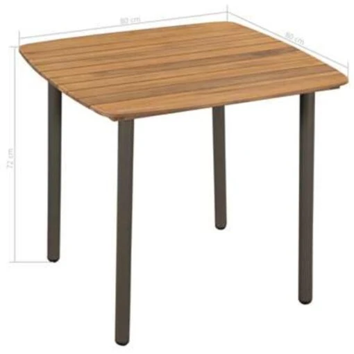 VidaXL Tuintafel 80x80x72 Cm Massief Acaciahout En Staal -Tuinstoelen Verkoop a4cf39dc84db42408768cdd6e1535f3e