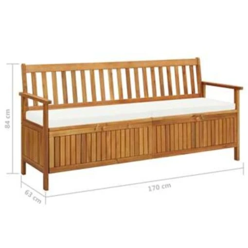 VidaXL Opbergbankje Met Kussen 170 Cm Massief Acaciahout -Tuinstoelen Verkoop a5a540093d64453bbd78c839bc7a3bff