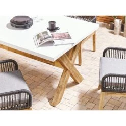 Beliani Eettafel OLBIA - Wit Vezelcement -Tuinstoelen Verkoop c1abefe694074edbb8edd100eb1cc828