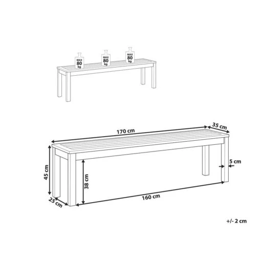 Beliani Tuinbank MONSANO - Lichte Houtkleur Eucalyptushout -Tuinstoelen Verkoop c837dc92672d440bbe8e88278d368995