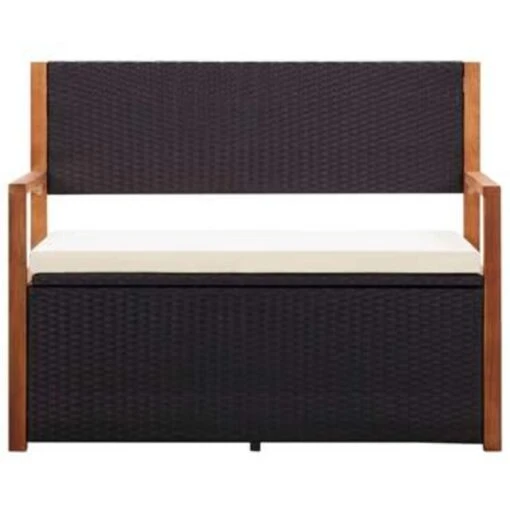 VidaXL Opbergbankje 115 Cm Poly Rattan En Massief Acaciahout Zwart -Tuinstoelen Verkoop ce9753201d734f04ba669106faad16d1